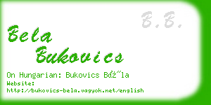 bela bukovics business card